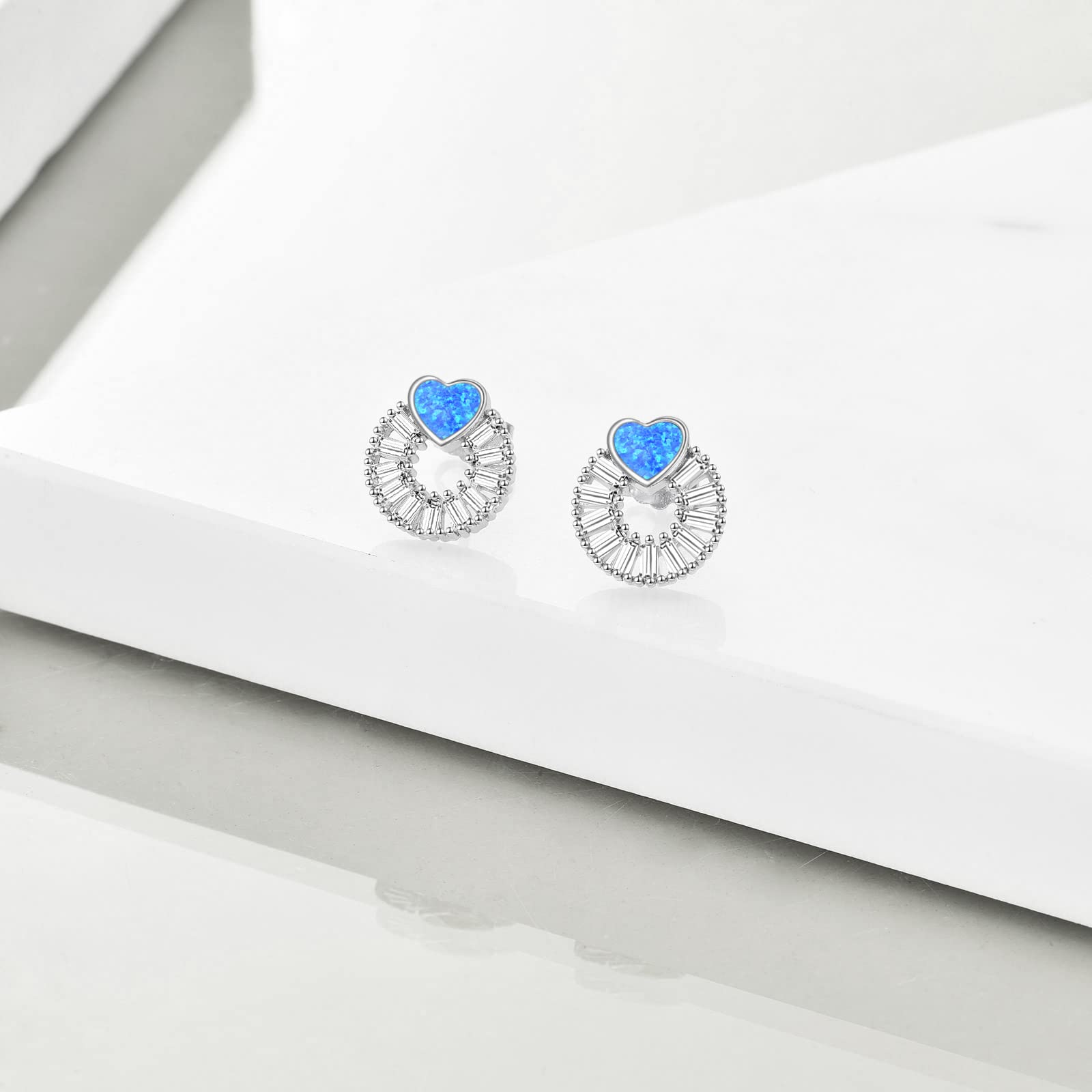 YFN Opal Earrings - Sterling Silver Drop Stud Earrings in Blue, White, Pink & Abalone Shell | Elegant Jewelry Gift for Women & Girls | Perfect for Weddings, Parties & Everyday Wear