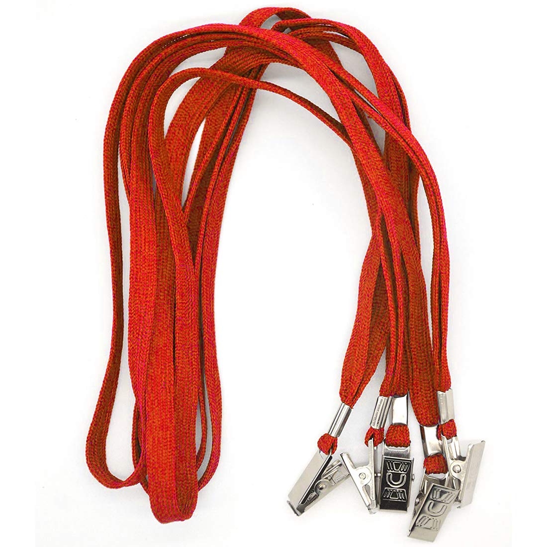 100 Pack Red Bird Lanyards with Bulldog Clips - for ID Badges & Events