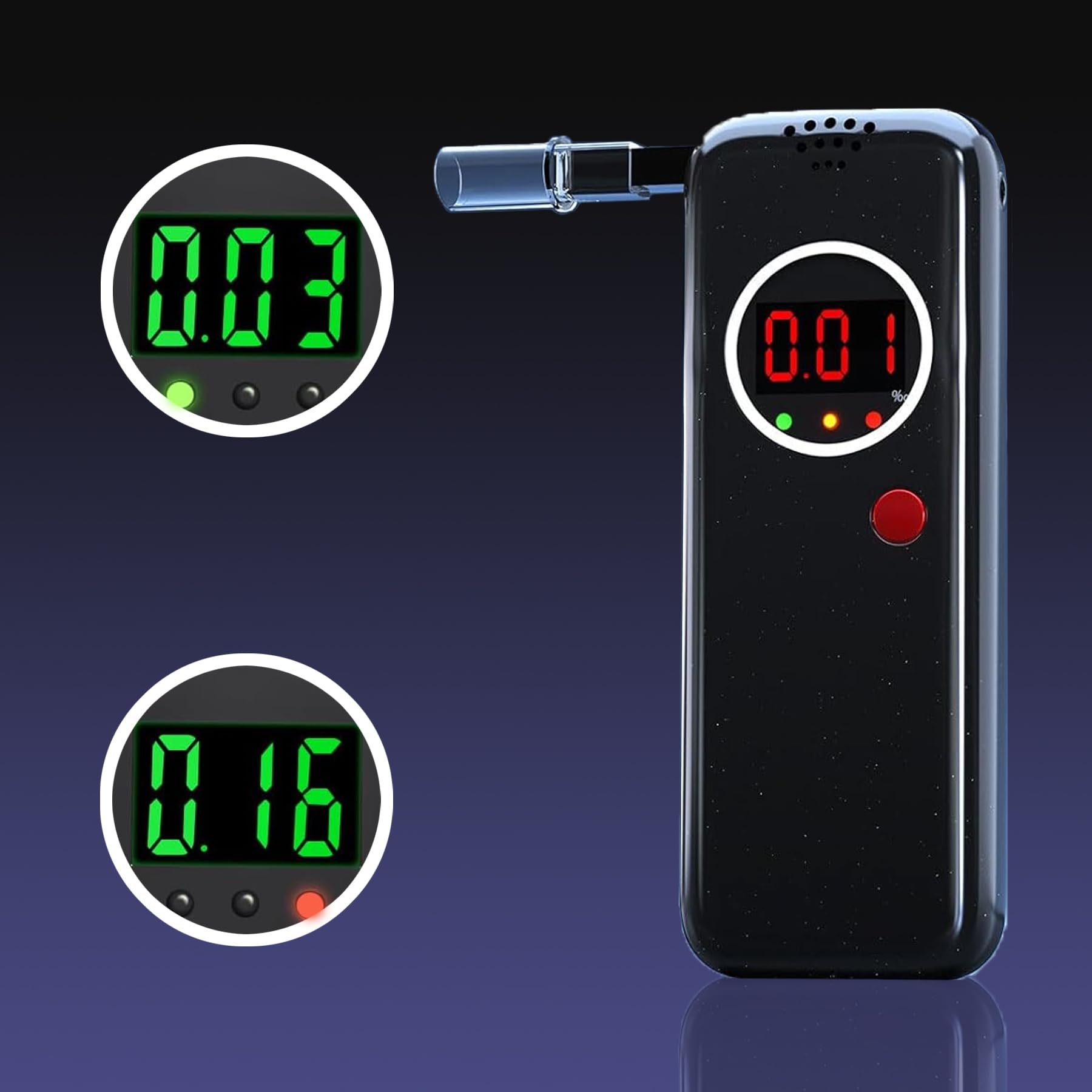 Professional Portable Alcohol Breathalyzer Tester - High Accuracy Personal Breath Analyzer for Home, Workplace & Road Safety (Black)