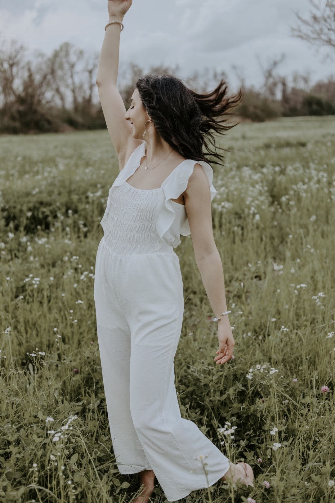 Elegant White Ruffle Wide Leg Jumpsuit for Women - Summer Boho Chic Outfit for Beach, Vacation & Casual Wear