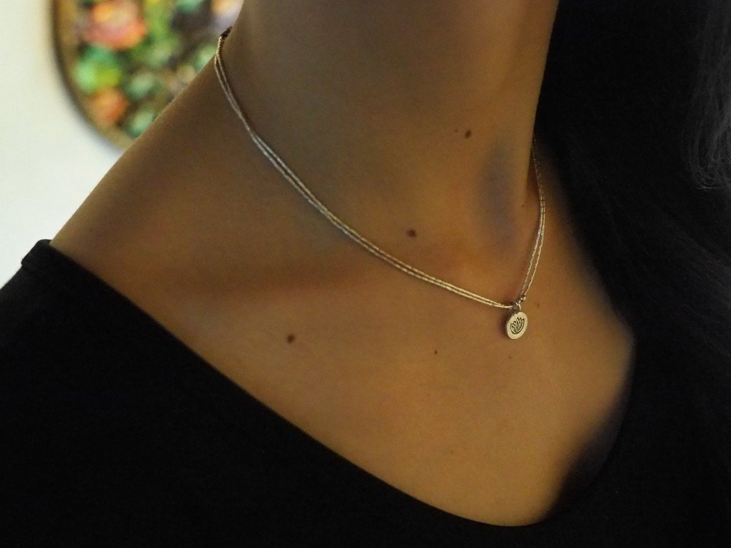 Lotus Double Strand Silver Necklace for Women - Adjustable 24 Inch Yoga Jewelry, Spiritual Gift for Yoga Lovers - Perfect for Meditation, Yoga Practice & Boho Fashion Accessories