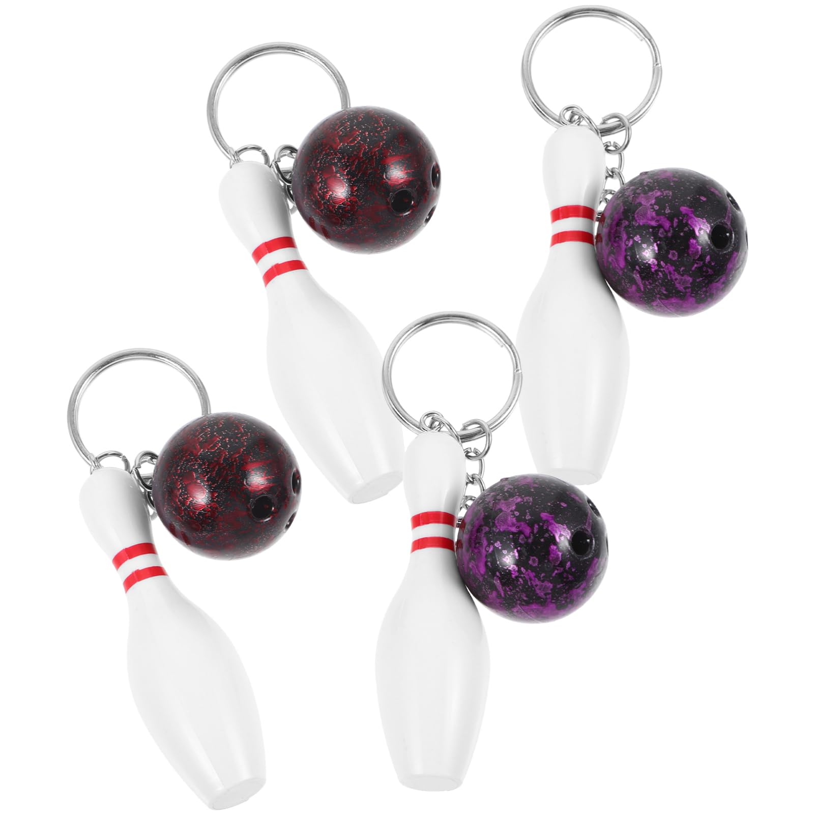 TOGEVAL 4pcs Mini Bowling Keychains - Exquisite Sports Themed Party Favors, Adorable Bowling Pendants, Perfect for Gifts, Bag Charms, and Event Keepsakes