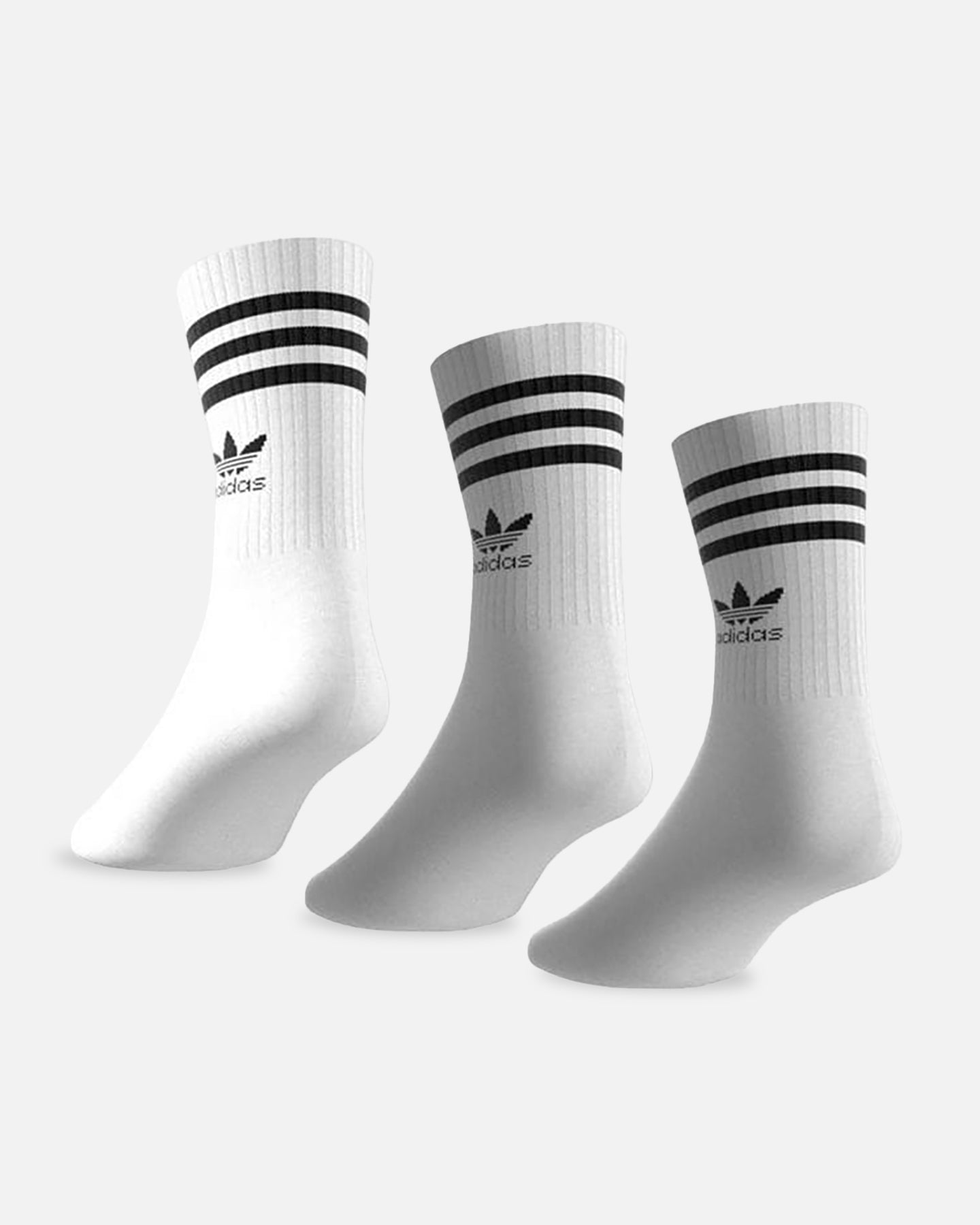 Adidas Solid Mid Cut Crew Socks 3-Pack White - Athletic Socks for Men & Women, Comfortable Sports Socks for Running, Gym, Workout & Everyday Wear