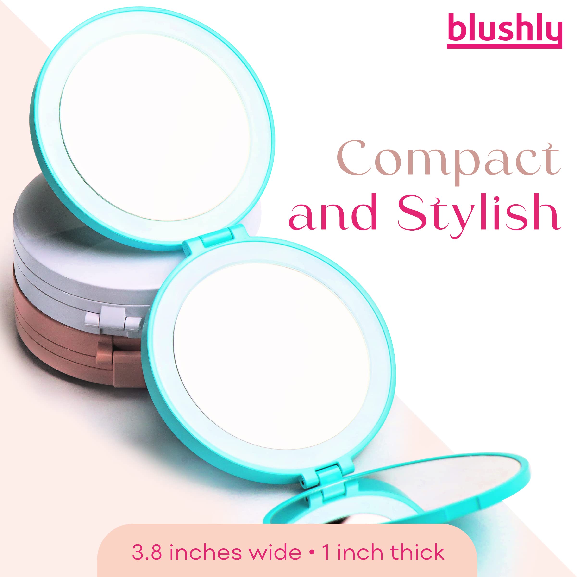 3-in-1 Trifold Lighted Makeup Mirror with 1X/5X/10X Magnification - 24 Dimmable LED Vanity Mirror for Precise Makeup Application - Portable Travel & Back to School Essential - Distortion-Free, 3.8 x 3.8 Inches, 1-Inch Thick - Perfect for Home, Dorm, Salon & On-the-Go Touchups