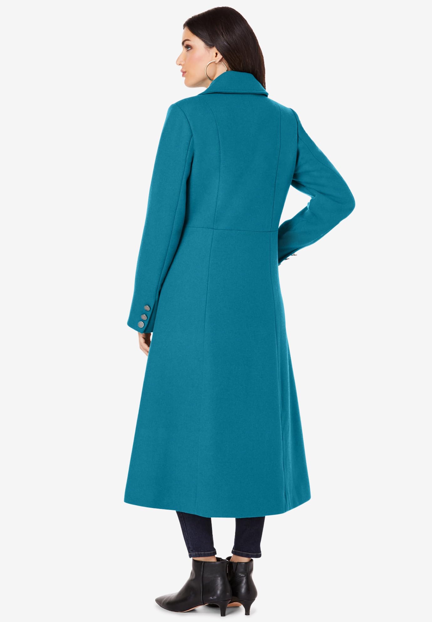 Roaman's Women's Plus Size Long Wool Blend Coat - Warm Winter Trench Coat for Curvy Women | Perfect for Office, Travel & Formal Occasions