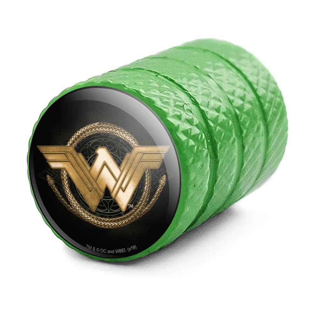 Wonder Woman Movie Golden Lasso Logo Aluminum Valve Stem Caps for Car Wheels - DC Comics Superhero Accessories for Tire Rims & Custom Vehicles