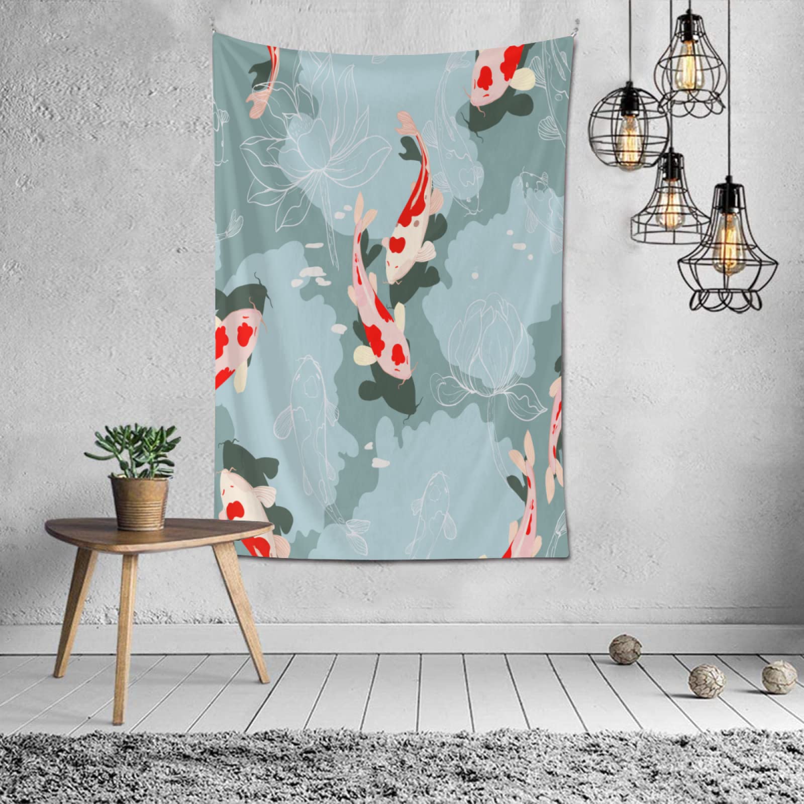 TropicalLife Koi Fish Water Tapestry Wall Hanging - 40x60 Inch Oriental Style Polyester Decor for Bedroom, Living Room & Dorm - Aesthetic Boho Home Decor, Asian Inspired Wall Art
