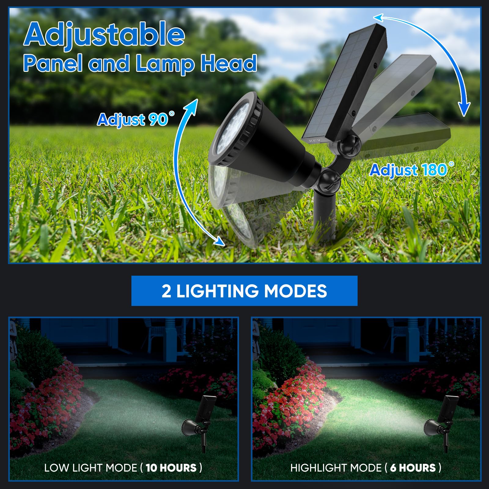800 Lumens Solar Spot Lights Outdoor - 18 LED Solar Flood Lights with 2 Modes, Adjustable Angle & IPX65 Waterproof - Solar Spotlight for Driveway, Backyard, Patio, Garden, Tree, Garage (Cool White, 4 Pack) - Perfect for Landscape Lighting, Pathway Illumination & Security Lighting