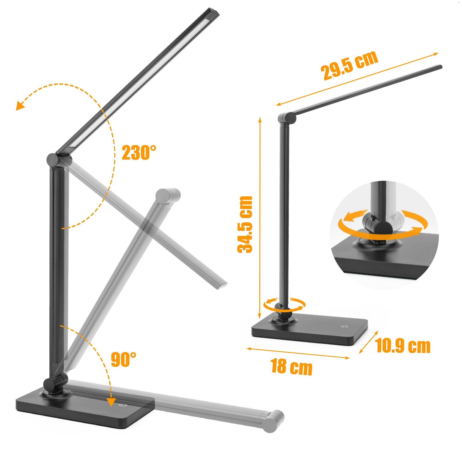 Eye-Caring LED Desk Lamp with USB Port & Touch Control - Dimmable Office Light for Home, Study & Dorm | Perfect for Reading, Working & Night Use (USB Plug-in)