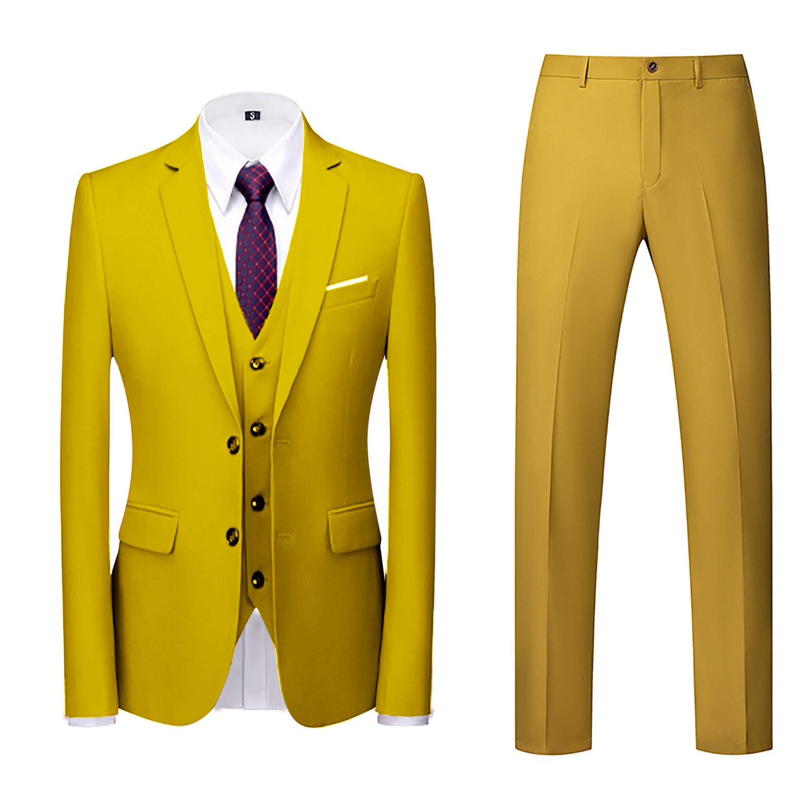 662 Men's Slim Fit 3-Piece Business Suit for Wedding & Party - Formal Jacket, Vest & Pants Set | Perfect for Business Meetings, Weddings & Special Occasions