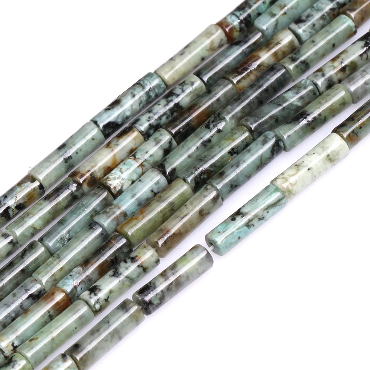 28pcs 4x13mm Natural African Turquoise Beads - Cylinder Tube Loose Gemstones for Jewelry Making, DIY Bracelet & Necklace | Handmade Craft Supplies, Boho Style Accessories