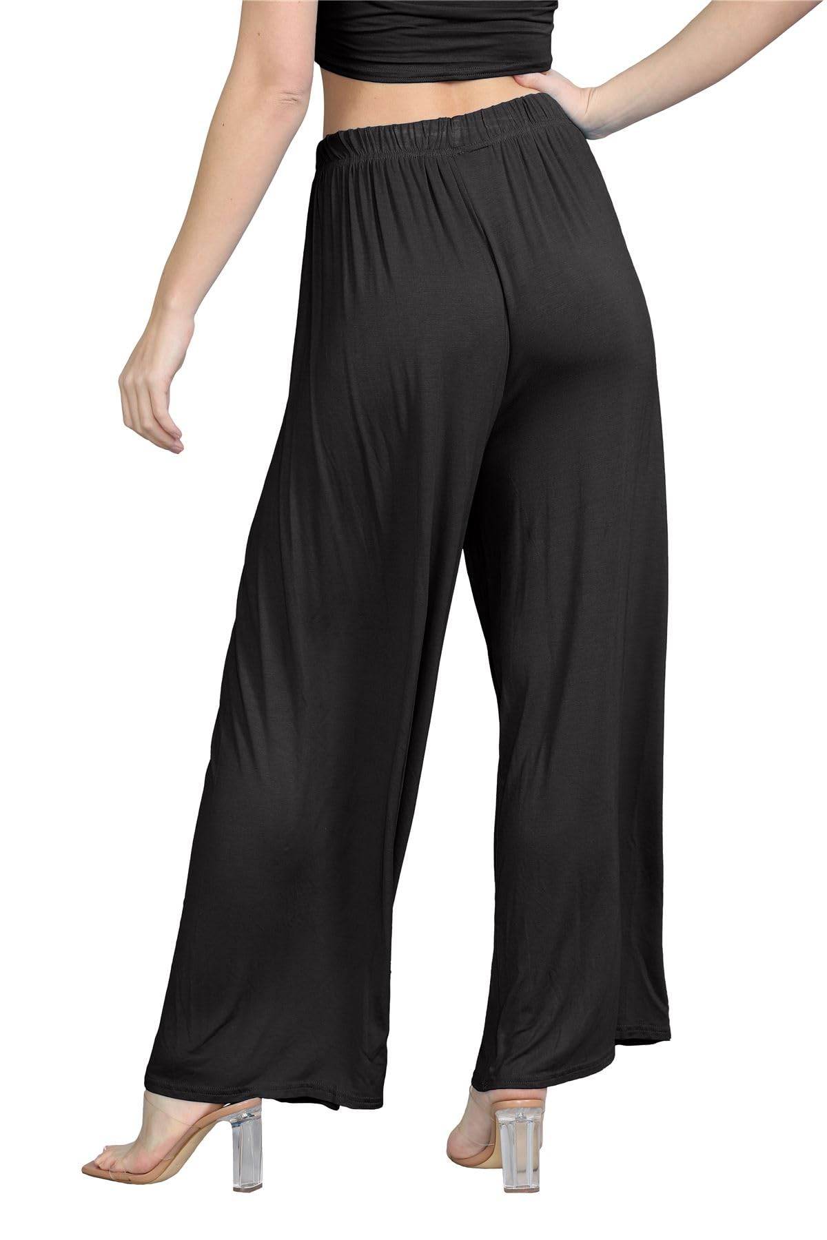 Janisramone® Women's High Waisted Wide Leg Palazzo Pants - Elegant & Versatile Flowy Trousers for Casual, Office & Evening Wear | Plus Size Options Available