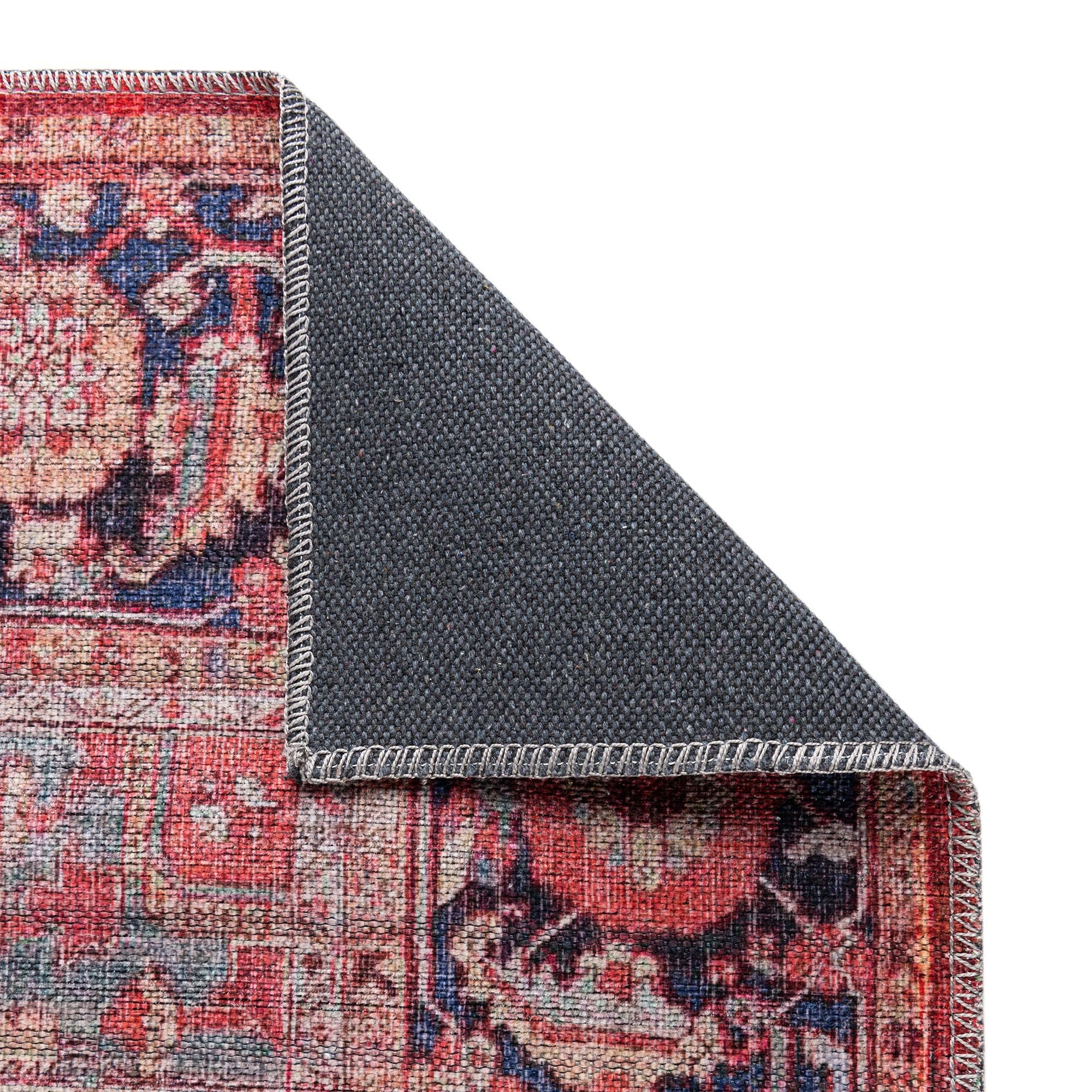 Washable Low-Pile Area Rug 8x10 Feet - Rust Red Modern Maahru Collection by Rugs.com | Perfect for Living Rooms, Dining Rooms & Open Floor Plans | Pet-Friendly & Easy-Clean Home Decor