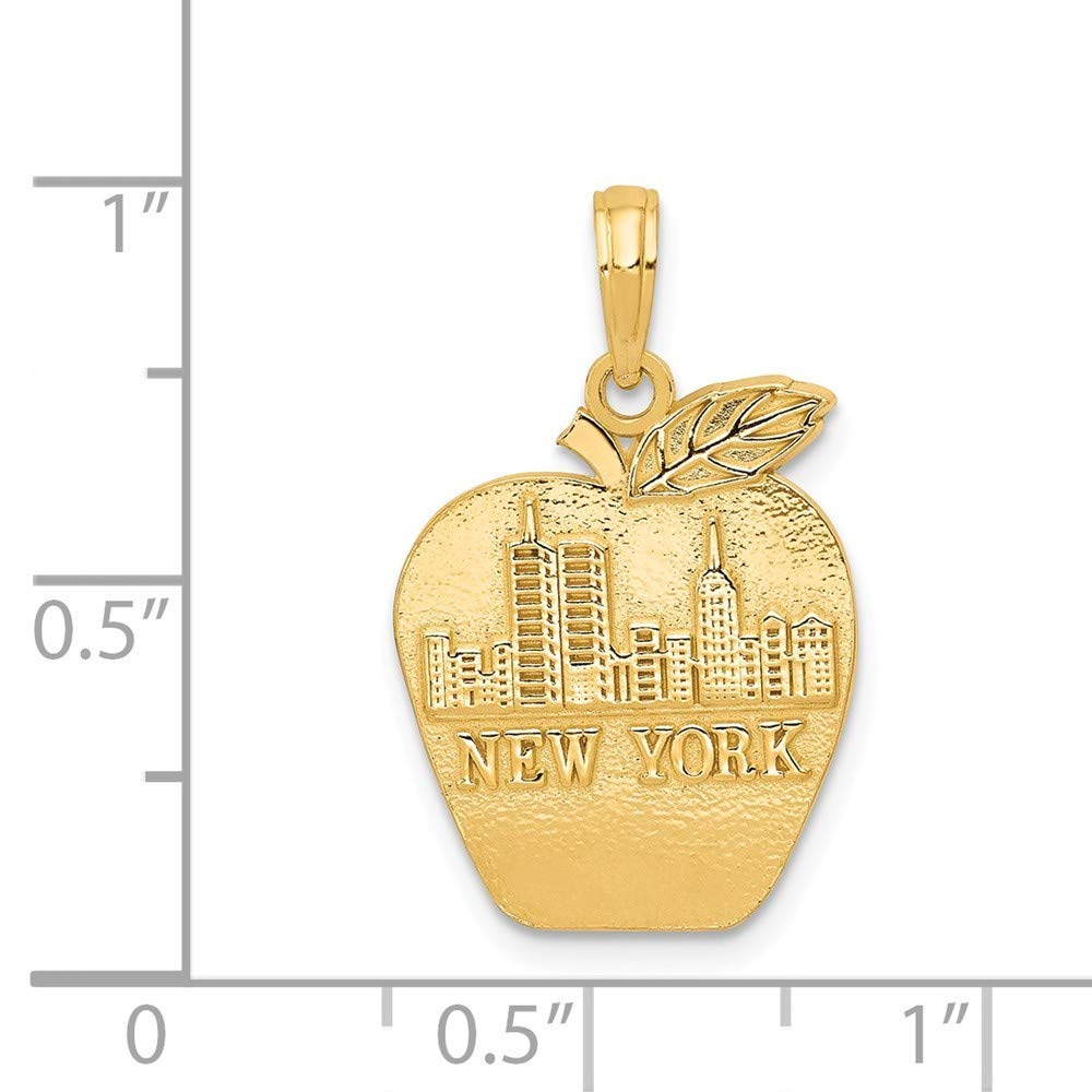 14K Yellow Gold Solid New York Skyline Small Apple Pendant Necklace - Perfect Gift for NYC Lovers, Travel Enthusiasts & Apple Fans | Elegant Jewelry for Everyday Wear, Special Occasions & Souvenirs