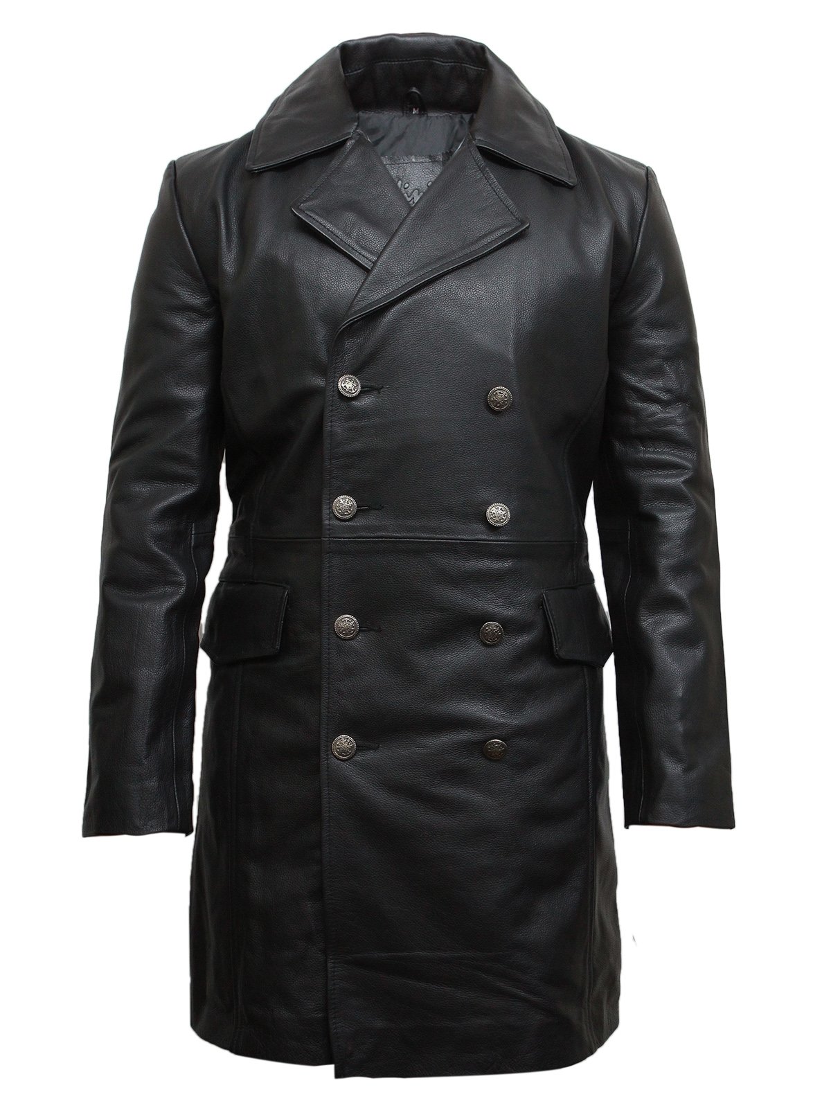 BRANDSLOCK Men's Genuine Leather Jacket - Vintage U-Boat Captain Military Style Outerwear for Motorcycle Riding & Casual Wear