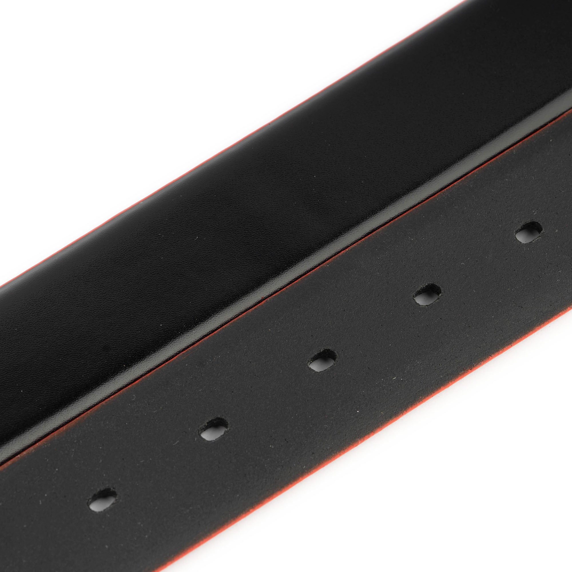 Genuine Black Leather Replacement Strap with Red Edges for Montblanc Belt Buckles - Premium Dress Belt for Business & Formal Occasions