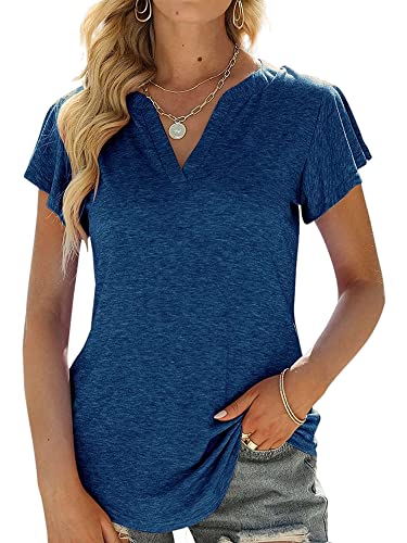 Sexy Dance Ladies Tunic Blouse Solid Color Short Sleeve T-Shirt - Women's Summer Holiday Casual Basic Top for Beach Party & Night Out