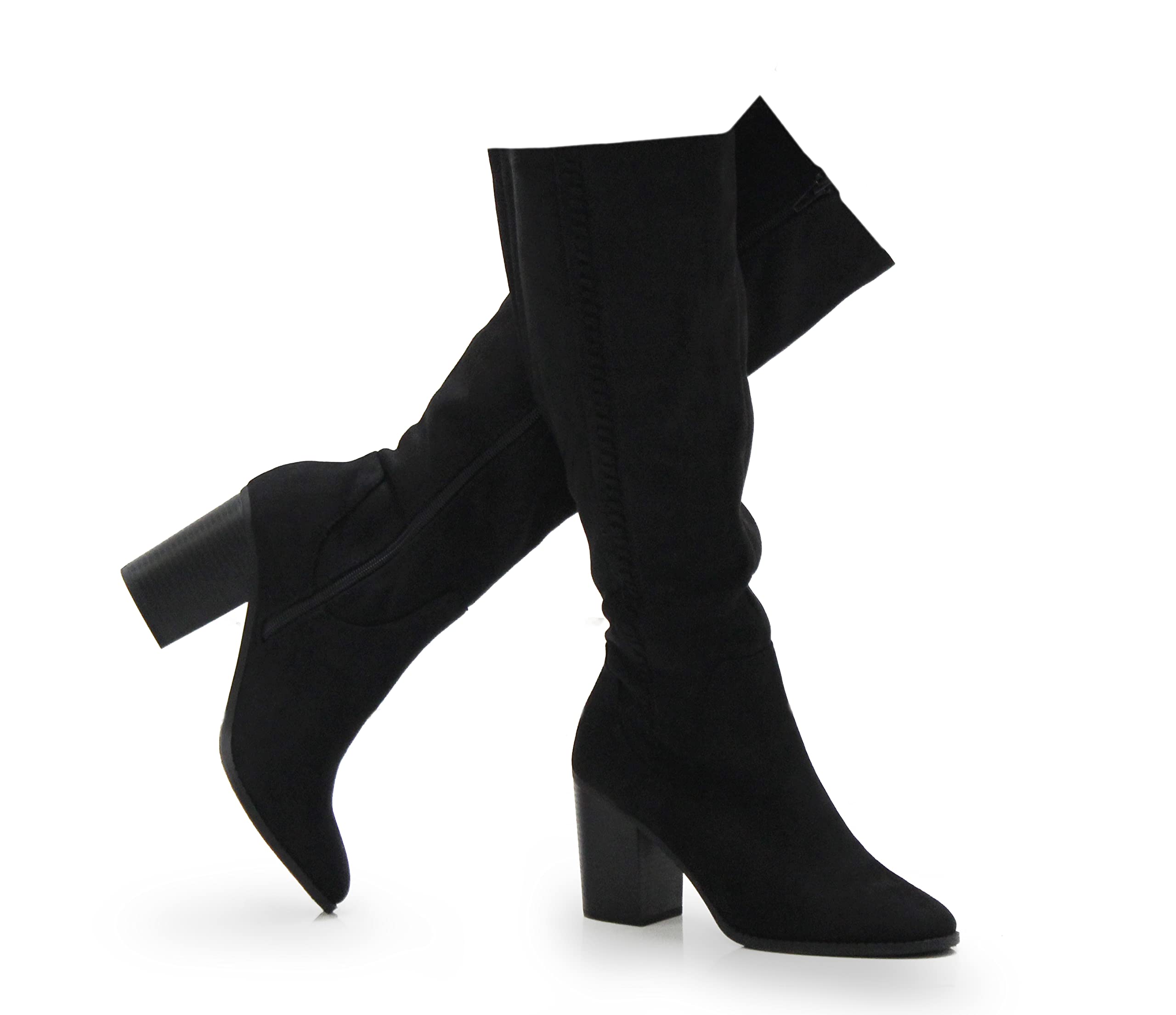 MVE Women's Soda Mid-Calf Dress Boots with Back Laces - Stylish Ankle Boots for Women, Comfortable Casual & Office Wear, Perfect for Fall Winter Outfits, Date Night and Work