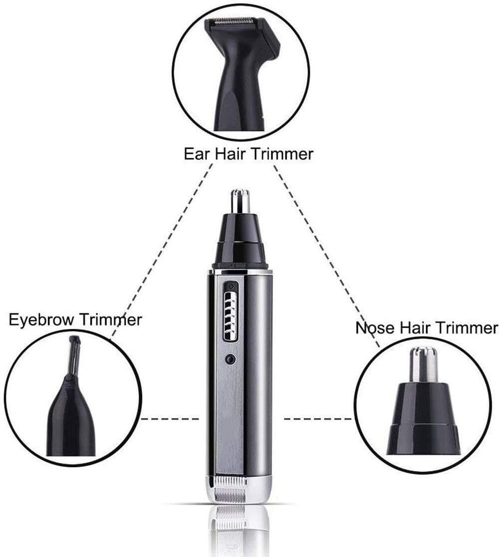 Professional Rechargeable Electric Nose & Ear Hair Trimmer for Men & Women - Waterproof Wet/Dry Facial Grooming Kit with Stainless Steel Rotary Head - Perfect for Travel, Home Use & Personal Grooming