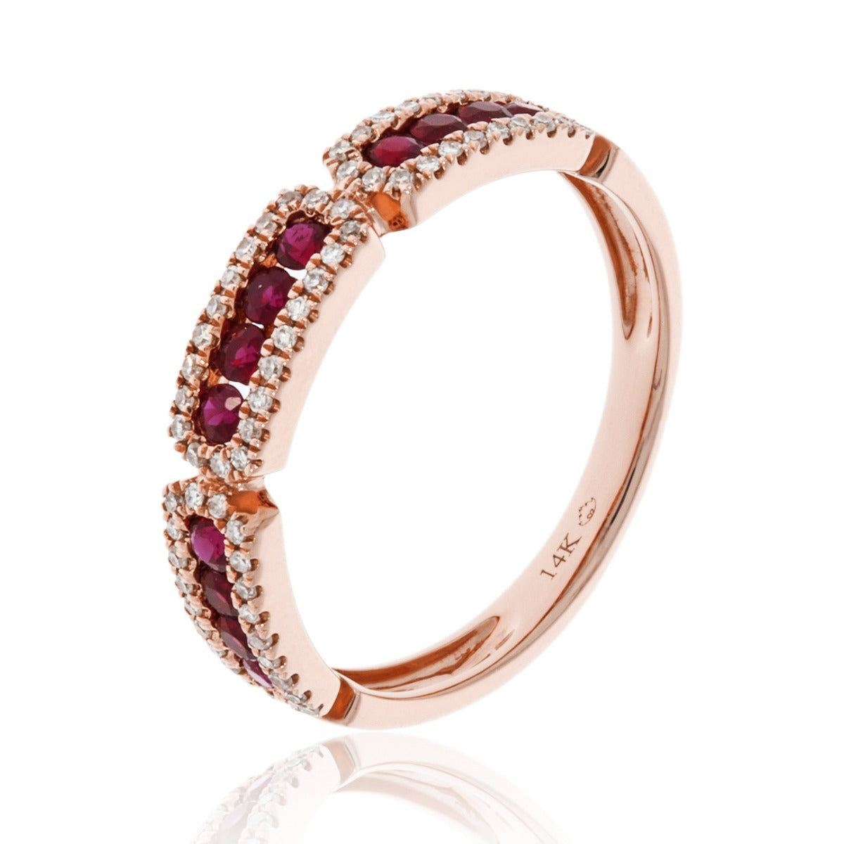 14K Rose Gold Ruby and Diamond Ring for Women - Elegant Jewelry Gift for Anniversary, Engagement, or Special Occasion