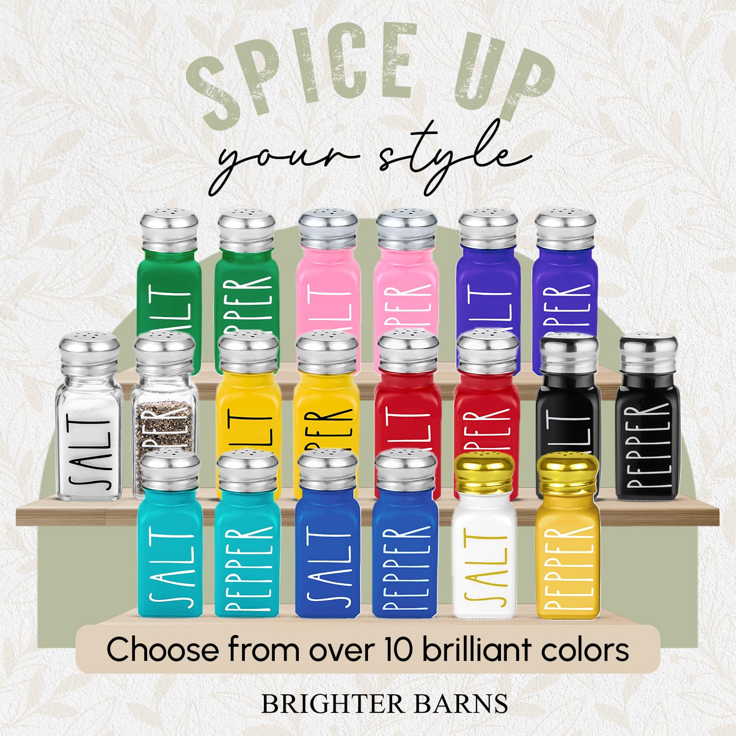 Brighter Barns Pink Salt and Pepper Shakers Set - Premium Glass Shakers with Stainless Steel Lids - Elegant Kitchen Accessories & Home Decor for Restaurants, Weddings, and Housewarming Gifts - Perfect for Dining Tables, Kitchen Countertops, and Gift Giving