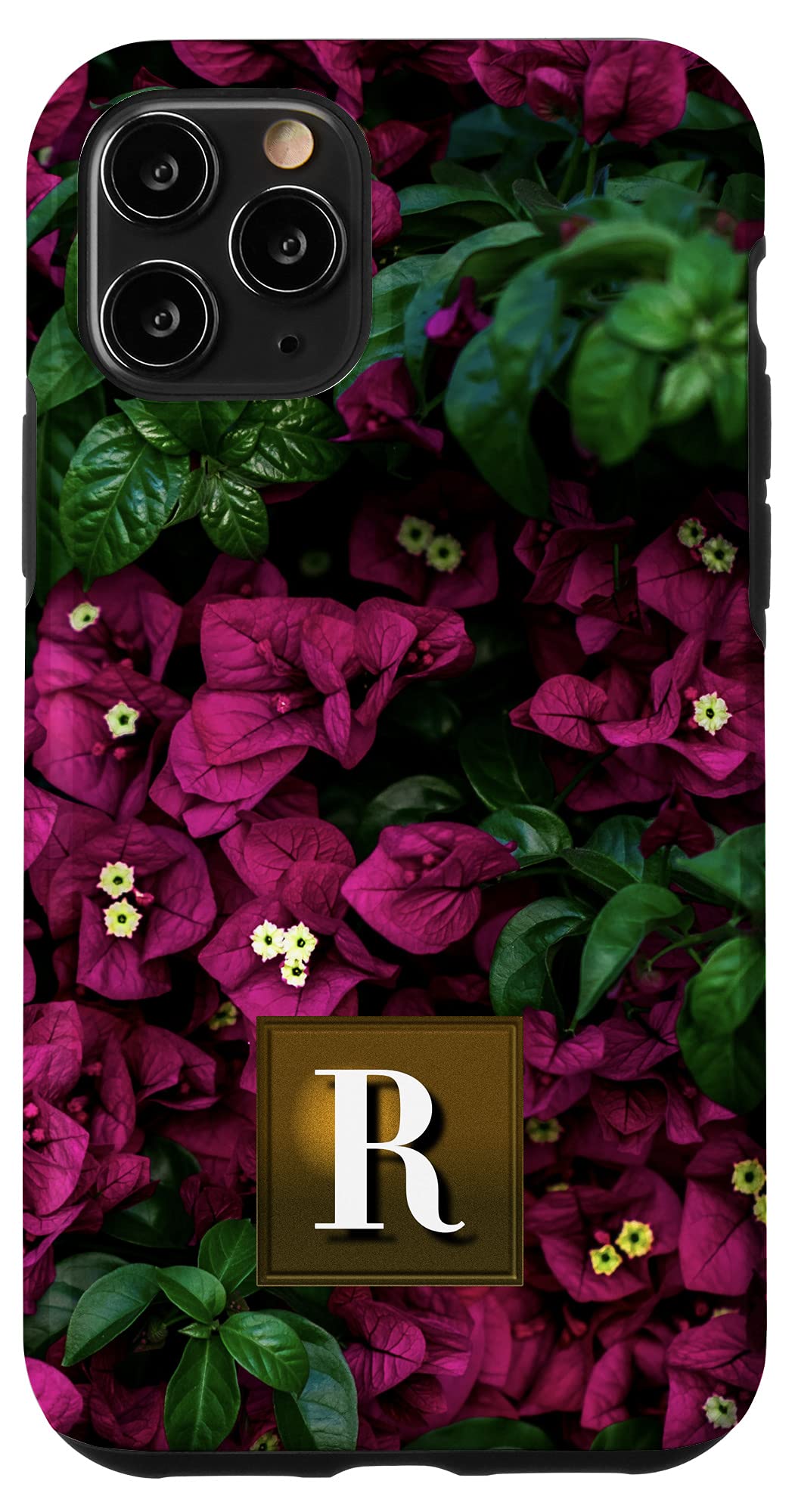 iPhone 11 Pro Case with Purple Flowers Photo & Monogram Letter R - Slim Protective Cover for iPhone 11 Pro (2019) | Perfect Gift for Women, Girls | Everyday Use, Travel, Work