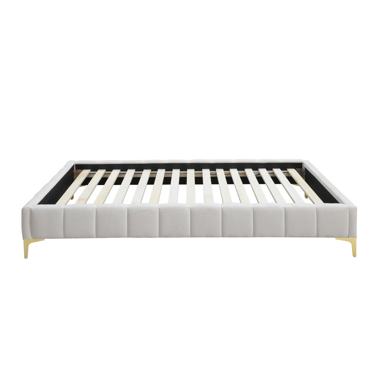 Georgia Fabric King Single Bed Frame - Sturdy & Stylish Platform Bed with Wooden Slats for Home, Bedroom, Guest Room, Dorm - Easy Assembly & Modern Design