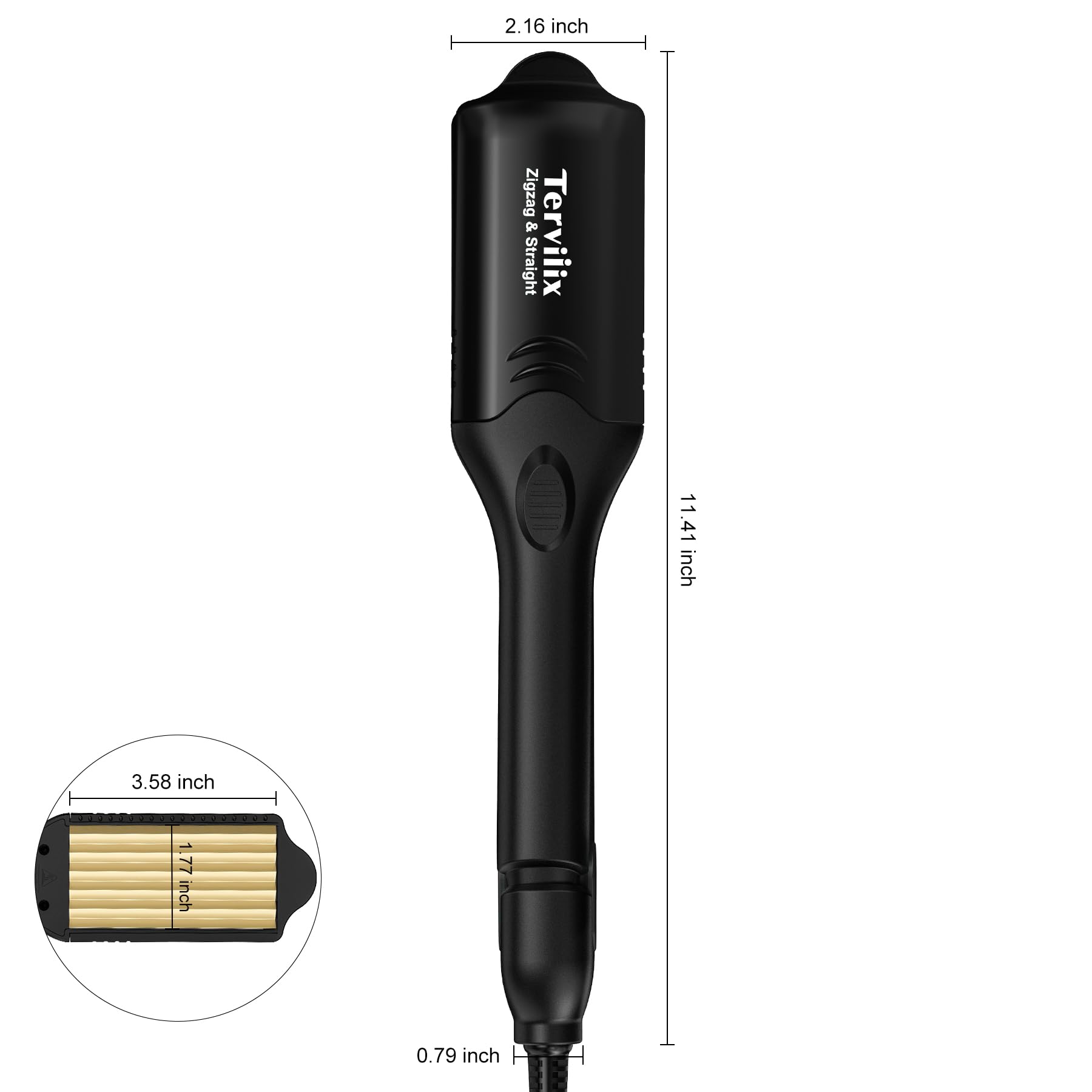 Terviiix Hair Crimper for Women with 4 Interchangeable Plates - Keratin & Argan Oil Infused Crimping Iron for Voluminous Waves & Curls - 5 Heat Settings & 60 Min Auto Off - Perfect for Beach Waves, Boho Hairstyles & Party Looks