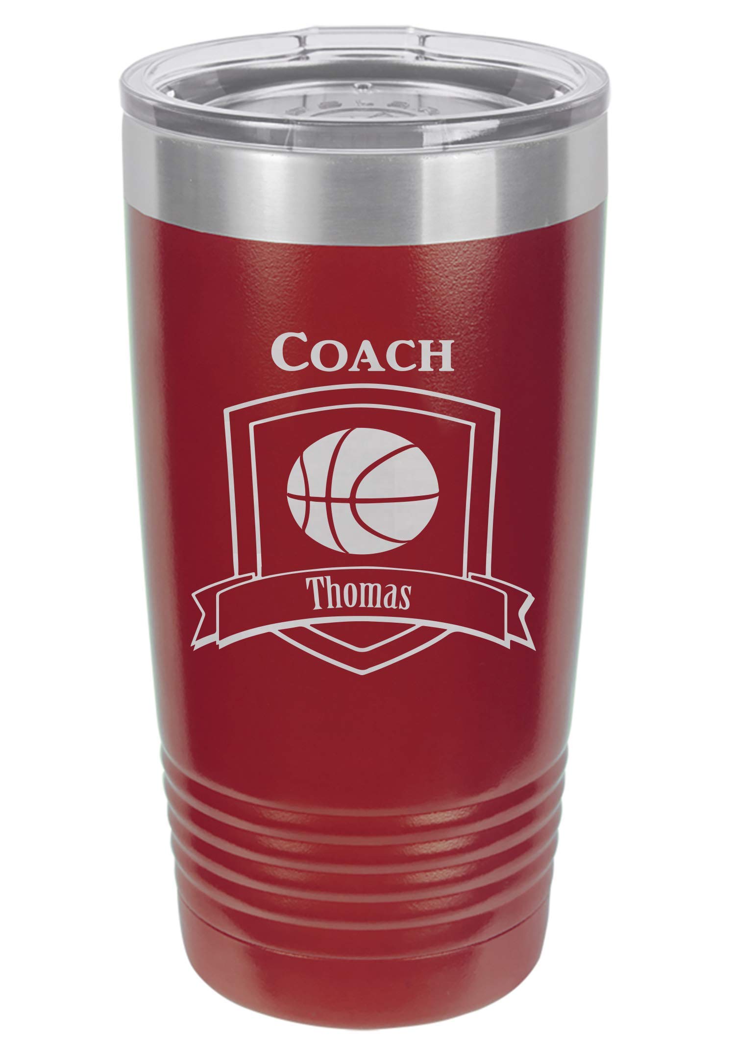 Personalized Basketball Coach Tumbler - Custom Engraved Insulated Cup - Perfect Gift for Basketball Coaches, Players & Fans - Ideal for Games, Practices & Team Events