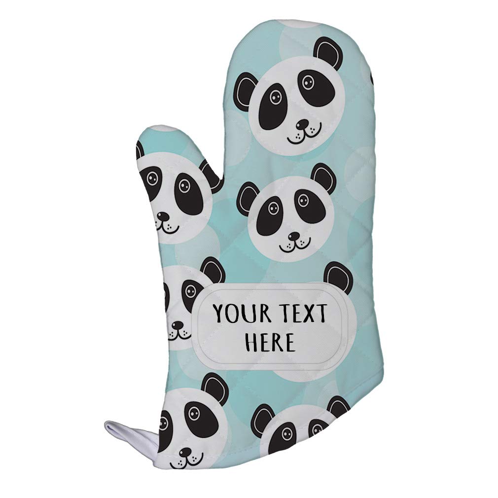 Custom Panda Face Polyester Oven Mitts - Heat Resistant Kitchen Gloves for Baking, Cooking & Grilling - Seamless Pattern Adult Hand Protection
