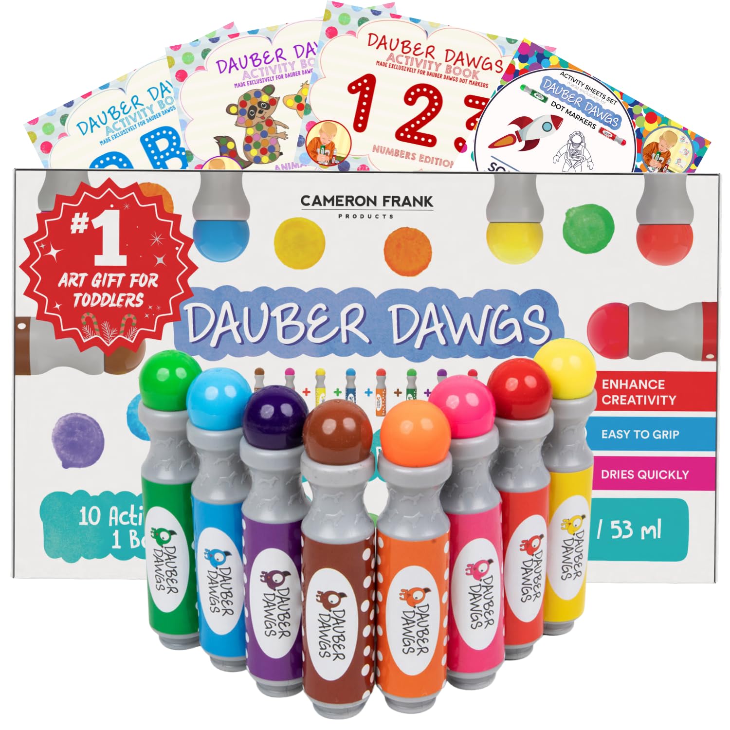 Washable Dot Markers for Toddlers - Non-Toxic Bingo Daubers for Kids Art & Crafts, Includes 10 Colors & PDF Activity Books | Perfect for Classroom, Birthday Gifts, and Holiday Painting Projects