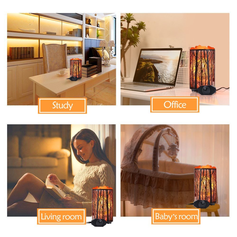 Natural Himalayan Salt Lamp with Dimmer Switch - Retro Metal Basket Decor Desk Lamp, 25W Bulbs Included | Perfect for Bedroom, Yoga Studio & Relaxation Spaces (Retro Red)