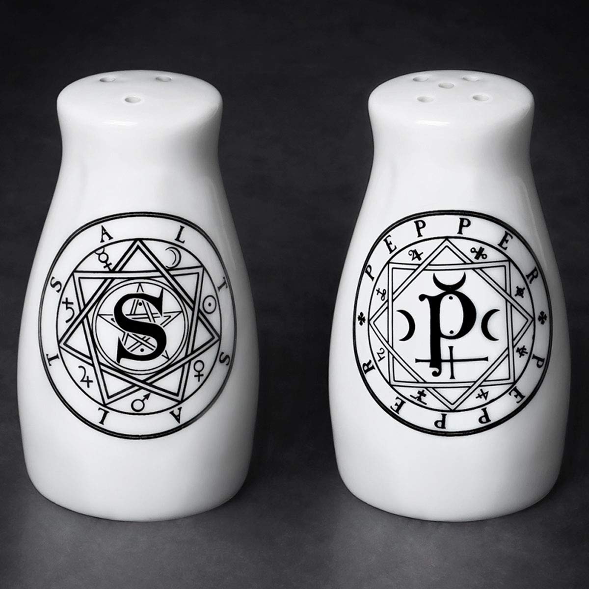 Alchemy of England The Vault S&P Salt and Pepper Shaker Set - Elegant Stainless Steel Spice Dispensers for Dining Table, Kitchen, and Gift Giving