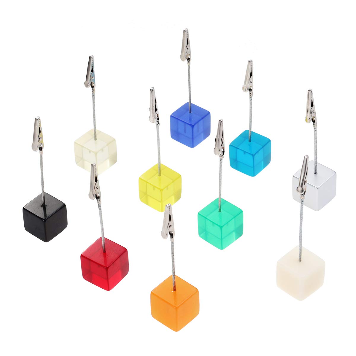 10pcs Clear Resin Cube Photo Holders - Mini Memo Note Card Clips for Desk Display, Wedding Invitations, DIY Crafts & Gift Wrapping (Alligator Clip Style) - Perfect for Home Office, Party Decor & Scrapbooking