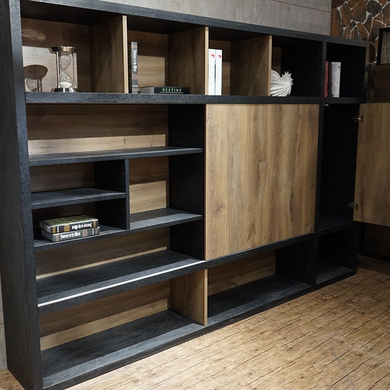 PHOENIX Display Wall Unit 3.0M - Warm Oak & Black Finish - Modern Retail Shelf for Stores & Boutiques - Perfect for Showcasing Products in Shops, Malls, and Trade Shows