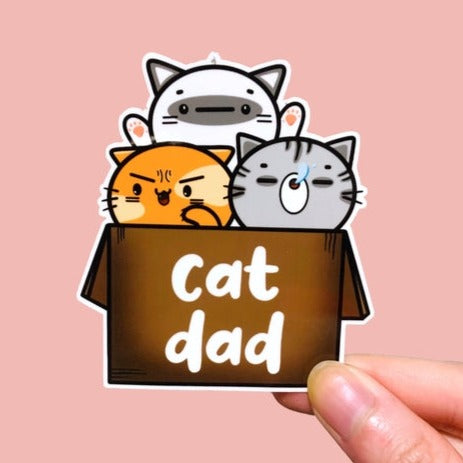Funny Cat Dad Vinyl Sticker - Waterproof Decal for Laptops, Cars & Tumblers - Perfect Gift for Pet Lovers