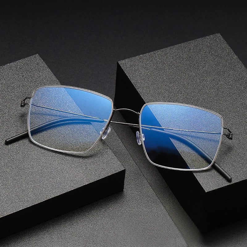 Stylish Black Square Titanium Eyeglasses for Women - Lightweight Screwless Full-Rim Frame M1854 | Perfect for Office, Reading & Everyday Fashion Accessory