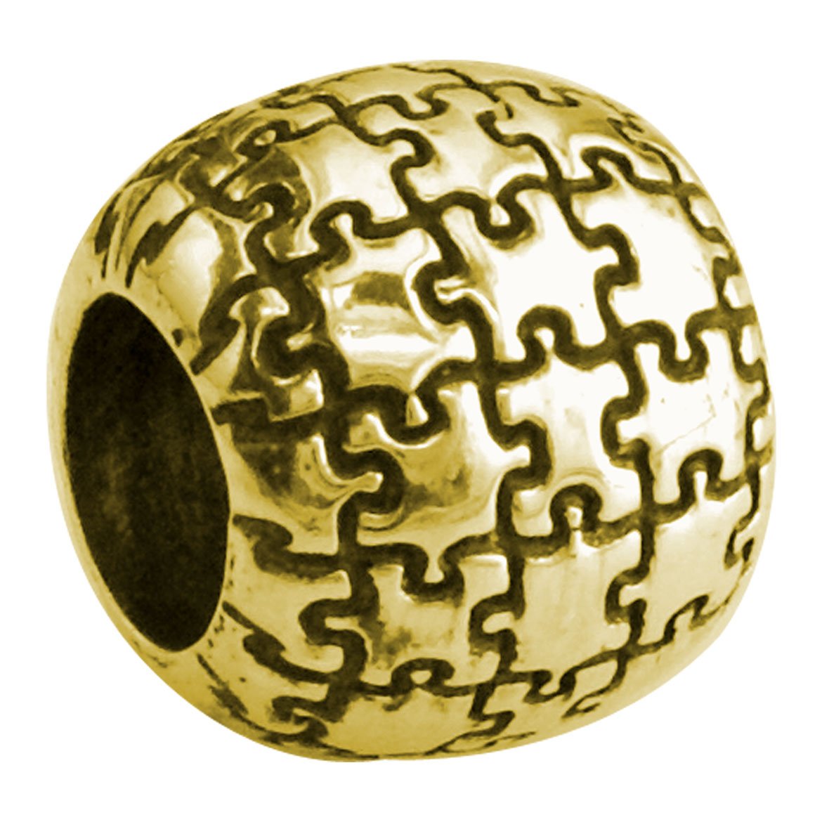 14K Yellow Gold Autism Awareness Puzzle Piece Charm Bracelet - Symbol of Support & Inclusion for Autism Awareness Month, Fundraisers & Daily Wear