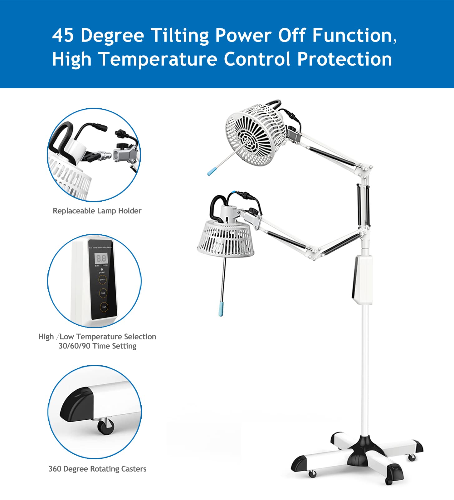 300W TDP Far Infrared Therapy Lamp for Body & Face Pain Relief - Mineral Heat Lamp for Humans & Pets - Ideal for Muscle Relaxation, Joint Pain, and Puppy Comfort at Home