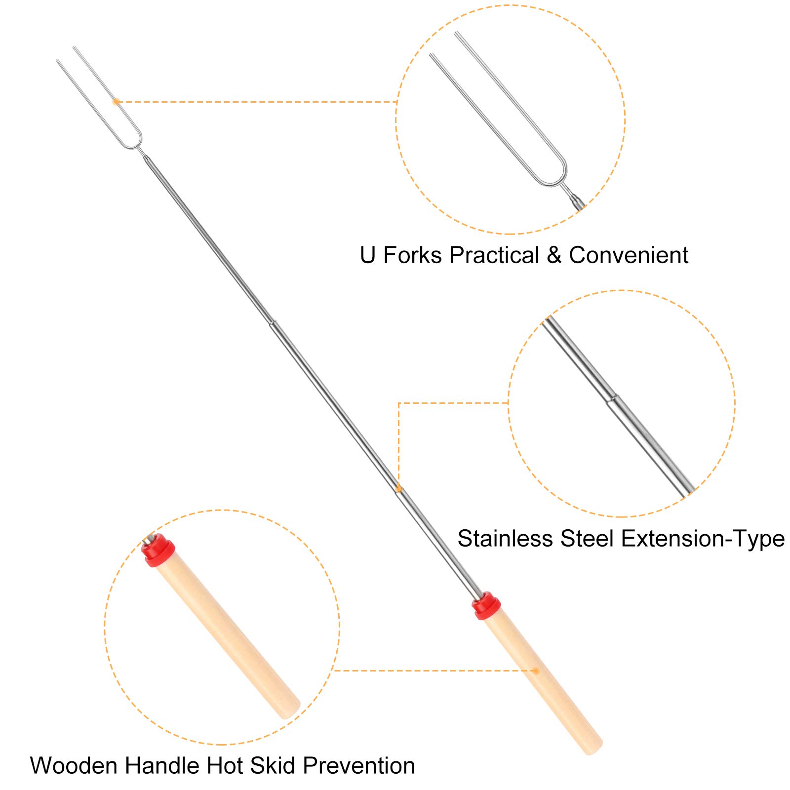 12-Pack Telescopic Marshmallow Roasting Sticks - 32