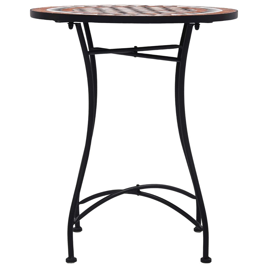 3 Piece Outdoor Bistro Set - Terracotta Mosaic Ceramic Tile Table with Cast Aluminum Chairs - Antique Copper Patio Dining Furniture for Garden, Yard & Backyard | Perfect for Outdoor Entertaining, Morning Coffee & Al Fresco Dining