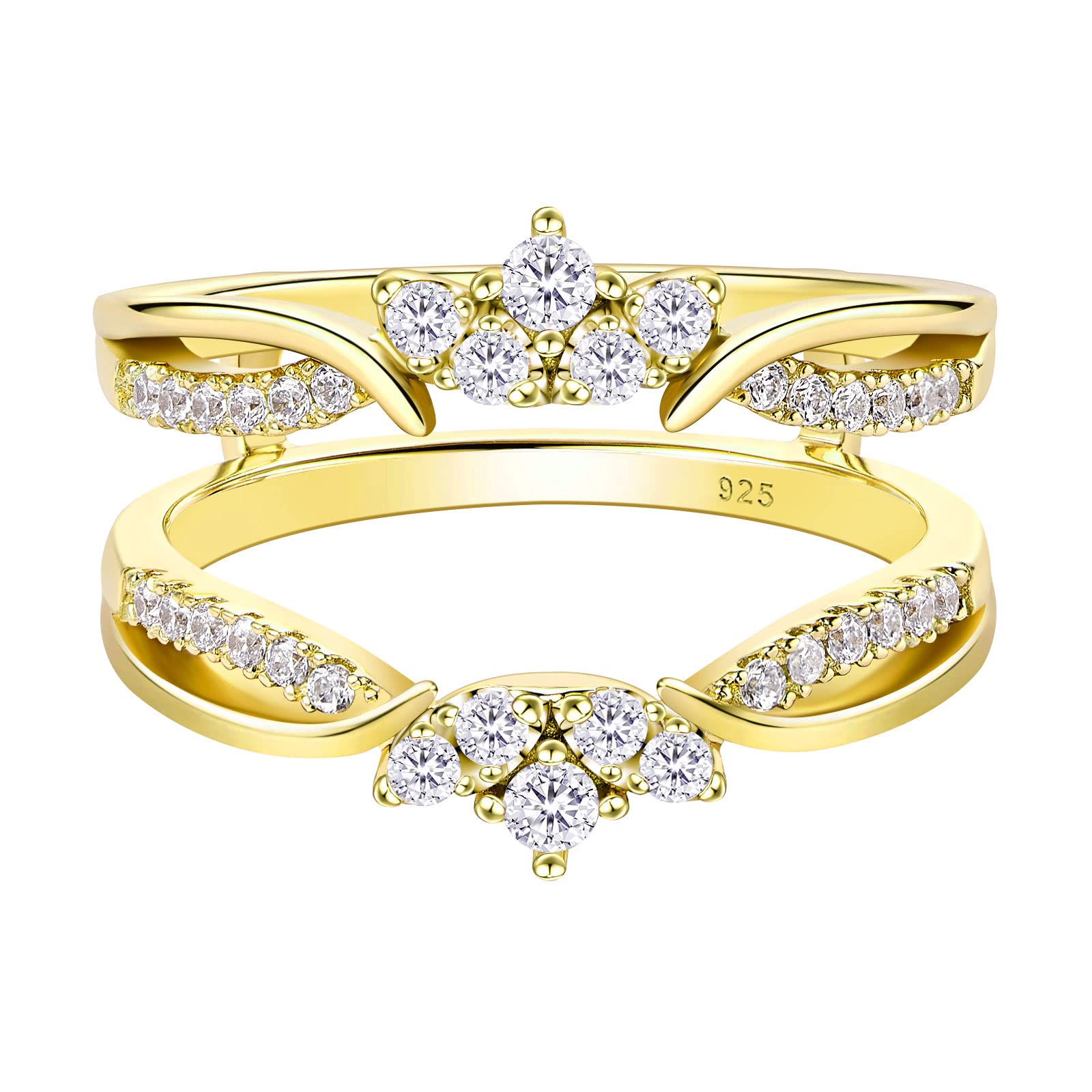 SHELOVES Rose Gold Plated Guard Ring Enhancers for Engagement Rings - AAAAA CZ 925 Sterling Silver (Sizes 5-12) | Perfect Wedding Band Enhancer & Anniversary Gift for Her