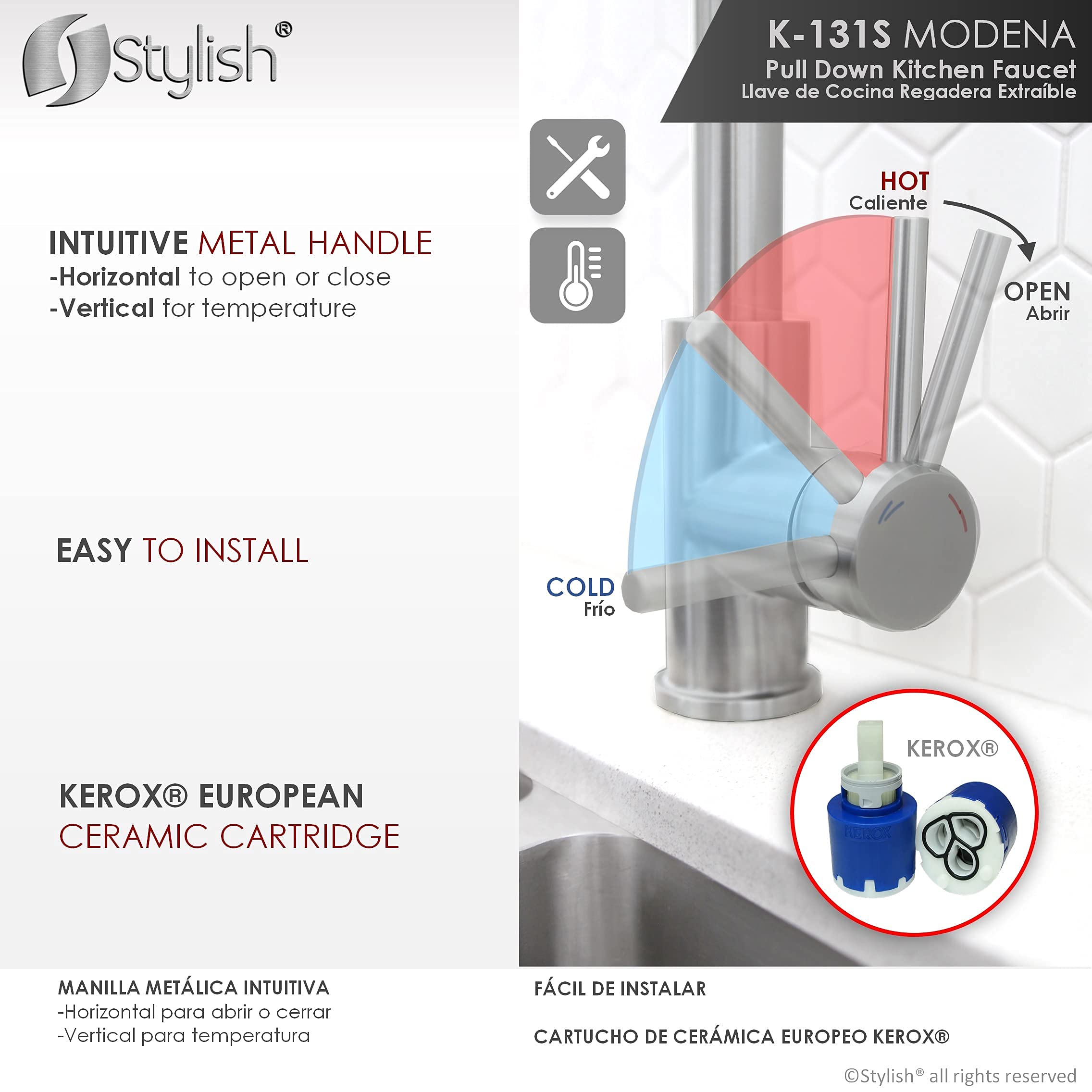 Stylish Brushed Stainless Steel Kitchen Faucet with Sprayer - Perfect for Modern Kitchens