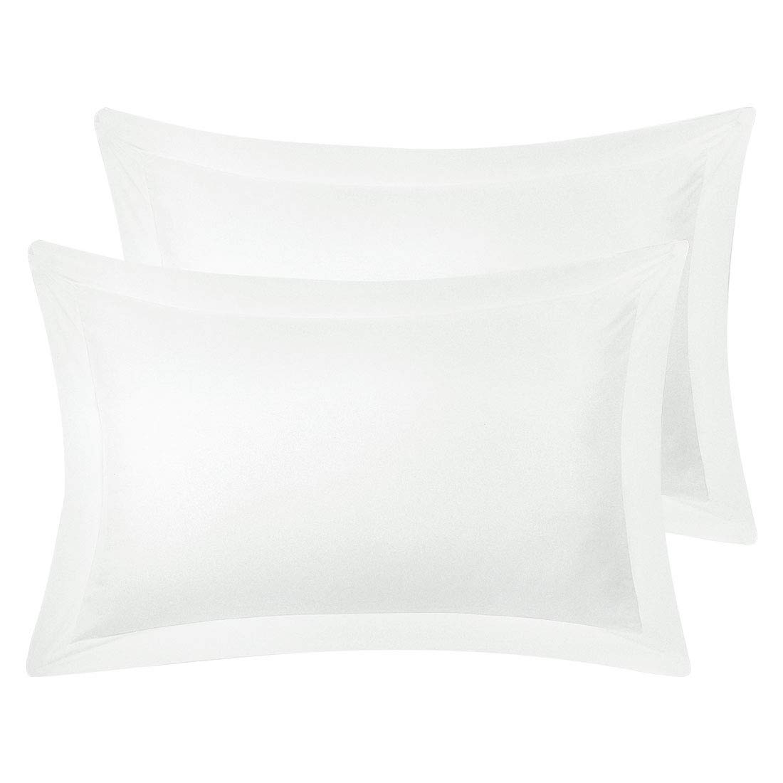 PiccoCasa 100% Brushed Microfiber Snow White Pillow Shams - Ultra Soft Standard Size Pillow Cases (20x26 Inches) | Decorative Oxford Pillow Covers for Bedroom, Living Room & Guest Room Decor