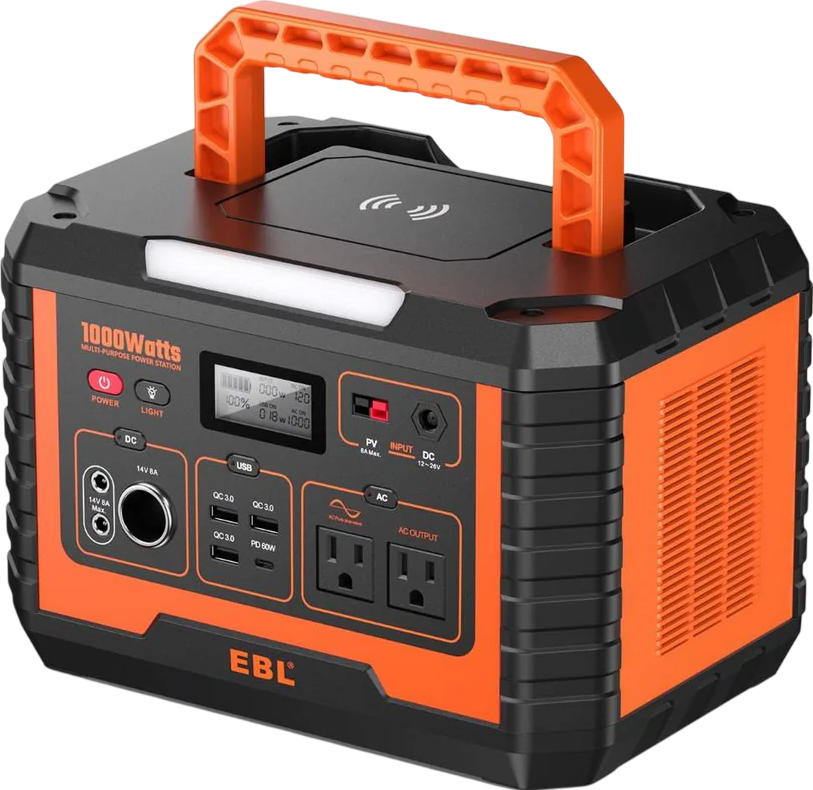 EBL MP1000 Portable Power Station 999Wh 1000W Solar Generator - Perfect for Camping, RV Trips, and Emergency Backup Power