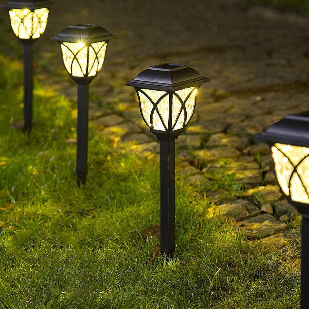 2 Pack Waterproof Solar LED Landscape Lights - Outdoor Garden Path Lighting for Patio, Yard, Walkway | Solar Powered Decorative Torch & Security Lights | Vintage Style Safety Lamp for Driveway, Lawn, Deck