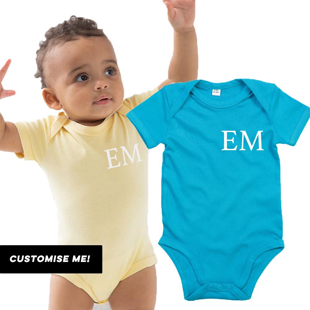 Personalized Baby Vest with Initials - Classic Cotton Infant Bodysuit for Boys & Girls - Perfect for Newborn Photos, Baby Showers, and Everyday Wear
