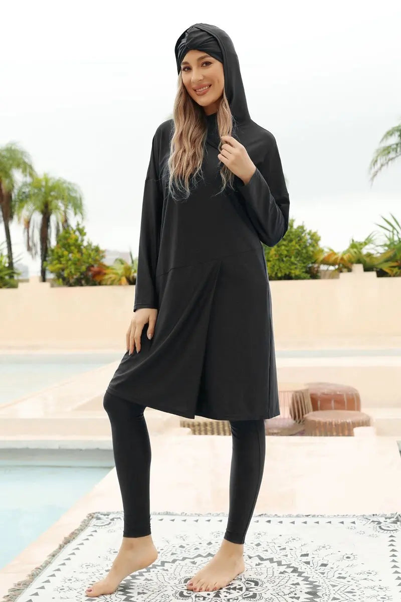 Modest Muslim Women's 3-Piece Burkini Swimwear Set - Halal Bathing Suit with UPF Protection for Beach & Pool | Islamic Swimwear for Women #2510796