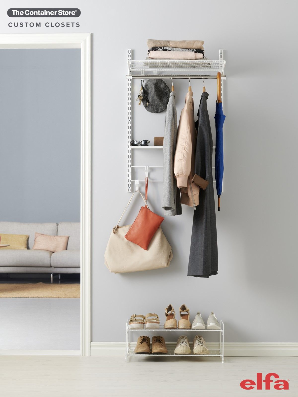 Elfa Basic Wardrobe 1 - 90cm Closet Organizer System with Shelves & Hanging Rod - €188.19 - Perfect for Bedroom Storage & Closet Organization