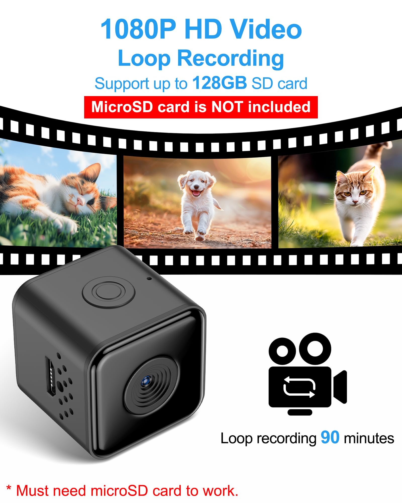 Pet Camera Collar - Cordless Video Recording for Cats & Small Dogs, Outdoor Use